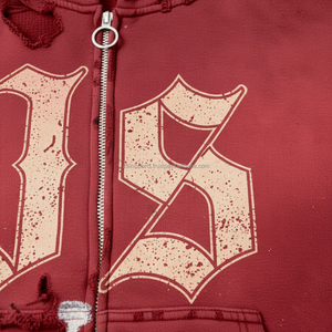 Sweat à capuche zippé pour femme 360 GSM Heavy Cotton Fleece Fabric Soft Warm Streetwear Red Color Custom Logo Printing basics hoodies - Product Image 6