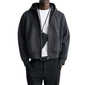 Venta al por mayor de alta calidad lavado con ácido Unisex Full Zip azul sudaderas con capucha para los hombres de encargo más tamaño Sudadera con capucha DDP envío - Product Image 1