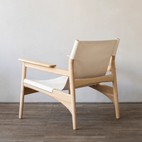 Chaise longue contemporaine en bois massif Fauteuil simple en cuir synthétique pour salon, balcon, hôtel et zone de loisirs