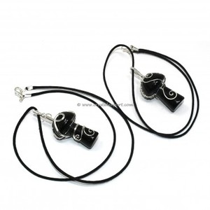 Collier pendentif champignon en cristal d'obsidienne noire naturelle pour hommes, femmes et enfants-pierre précieuse cadeau de saison scolaire Feng Shui vente en gros - Product Image 1