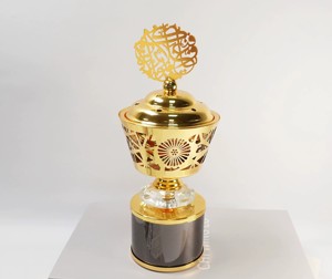 Quemador de incienso de Dubai musulmán pequeño tallado hueco Simple decoración de fiesta quemador de incienso de Metal árabe diario Bakhoor - Product Image 1