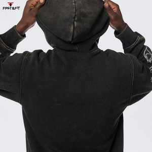 Nouveauté 2025 Sweat à capuche d'hiver personnalisé avec strass pour homme 100% coton polaire délavé thermique Vente en gros Service OEM - Product Image 6