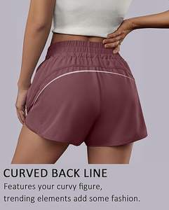 กางเกงขาสั้นสำหรับผู้หญิงเสื้อผ้าลำลองเอวสูงระบายอากาศได้ดีชุดเล่นกีฬาโยคะชุดสตรีทแวร์ออกแบบได้ตามต้องการ - Product Image 3
