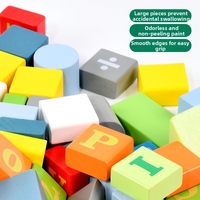 Juego de 100 Bloques de Construcción de Madera, Bloques de Apilamiento Montessori, Juguete de Construcción de Números y Alfabeto para Niños Pequeños, Aprendizaje Preescolar