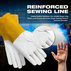 Gants de soudage en cuir de vachette fendu en peau de chèvre de haute qualité anti-coupure durables et flexibles pour la couture et le travail TIG - Product Image 5