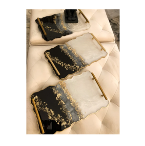 Plateau de service en résine de meilleure qualité Plateau de service en résine décoré à la maison pour restaurant et hôtel Taille personnalisée - Product Image 2