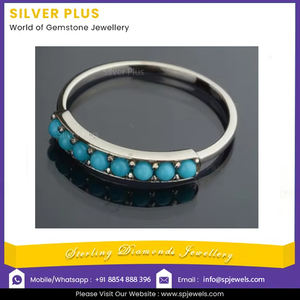 แหวนหมั้นสีทองขาว14K ครึ่งนิรันดร์อัญมณีเทอร์ควอยซ์ธรรมชาติแบบคลาสสิกสำหรับงานแต่งงาน - Product Image 2