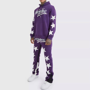 Ensemble de jogging décontracté respirant et confortable pour homme, grande taille, deux pièces, couleur unie, 100 % coton, séchage rapide, écologique - Product Image 1