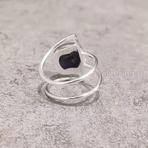 Bague pour femme en argent sterling 925, pierre précieuse tanzanite naturelle, pierre de naissance de décembre, double bande, bijoux faits à la main, Noël - Product Image 6