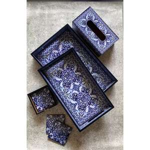 Bandeja para servir a granel Bandeja de almacenamiento de madera para el hogar con caja de pañuelos y posavasos para uso en la cocina del exportador indio - Product Image 3