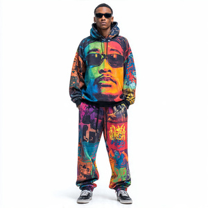 Ensemble surdimensionné à capuche et pantalon évasé pour homme | Survêtement baggy à jambes larges par sublimation | Survêtement de sport personnalisé - Product Image 6