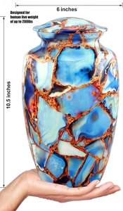 โกศใส่ศพโลหะสีฟ้าทันสมัยทำด้วยมือสำหรับขี้เถ้าของมนุษย์กำหนดขนาดเองได้ - Product Image 5