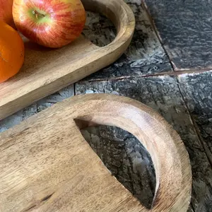 Plateau de service ovale en bois d'acacia fait à la main plateau de charcuterie fruits Snack Dessert affichage décor à la maison cuisine salle à manger - Product Image 5