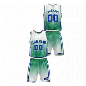 Ensemble de maillots de basket-ball personnalisés pour hommes, 100% polyester, séchage rapide, respirant, imprimé, sans manches, kit d'équipe - Product Image 2