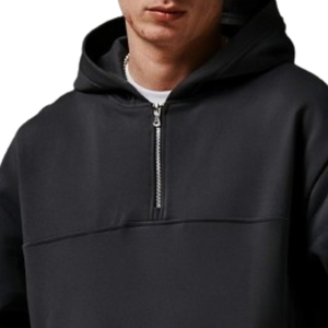 Custom Oversized Heavyweight 1/2 <b>Zip</b> No String Hoodie Sweatshirts 100% Cotton Vintage <b>Zip</b>-<b>up</b> Streetwear Half <b>Zip</b> Sweatshirt - Product Image 2
