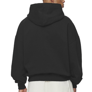 Sweats à capuche courts surdimensionnés au design personnalisé sans ficelle Boxy à épaules tombantes avec impression bouffante pour la saison hivernale - Product Image 4