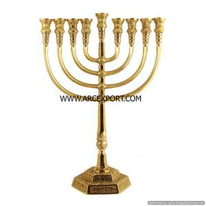 Bougie fantaisie en or Menorah luxe meilleure qualité Standard vente en gros bougie décorative moderne Menorah - Product Image 5