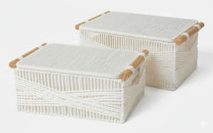 Boîte à couvercle en jacinthe écologique avec motif tissé à la main à mailles épaisses - Product Image 3