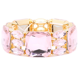 Bracciale elasticizzato con diamante nero placcato Gunmetal elegante collezione di braccialetti di cristallo - Product Image 5