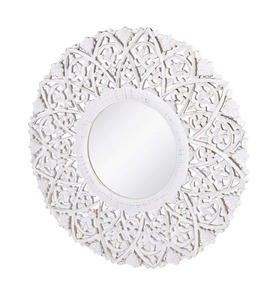 Espejo de pared de tocador redondo con acabado blanco desgastado más vendido, diseño moderno de madera hecho a mano para bodas directamente desde la India - Product Image 3