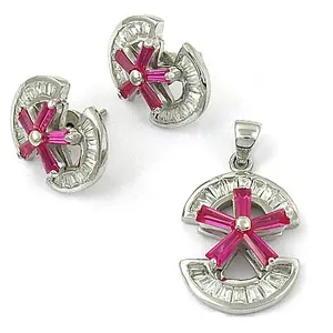 Ensemble de boucles d'oreilles et de pendentif en zircon plaqué or fin pour femmes, bijoux de fête et de mariage - Product Image 1