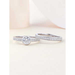 Anillo Solitario con Diamante Americano de 1 Quilate, Grado AAA, con Banda en Plata de Ley 925, Conjunto de Joyería Fina - Product Image 4