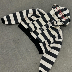 OEM personalizado clásico a rayas de gran tamaño recortado ajuste doble capuchas cuatro mangas hombres impreso Streetwear Sudadera con capucha - Product Image 3