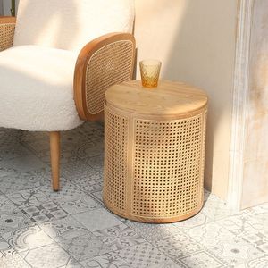 Table en rotin durable faite à la main avec une finition brillante élégante, parfaite pour un décor de chalet confortable et des intérieurs rustiques de ferme - Product Image 3