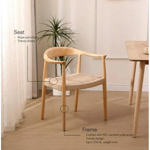 Sillas de comedor hechas de madera de teca con asientos de cuerda tejida en una combinación de acabados de color natural, ideales para su comedor. - Product Image 6