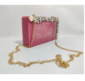 <b>Pink</b> Color Indian Handicraft Resin Custom Type <b>Clutch</b> <b>Bag</b> for Women - Product Image 2