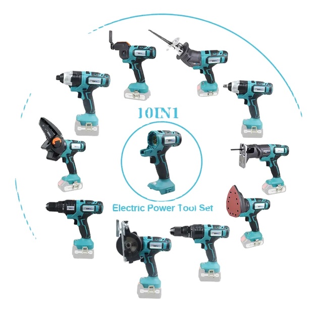 Excellent Quality 12-Pcs Multifunctional Oscillating Tools Combo Set Cordless Power Tool Impact Drill Angle Grinder Sander
