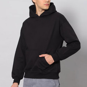 Sudadera con Capucha Negra para Hombre, con Logotipo Personalizado, Corte Regular, Felpa de Algodón, Estilo Casual para Otoño - Product Image 2