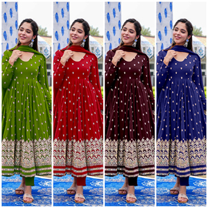 Top vente indien pakistanais traditionnel porter fête à la mode concepteur à manches longues belle robe de costume pour femmes décontractées - Product Image 6