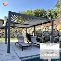 Pergola de luxe motorisée Xinjing en alliage d'aluminium 6063-T5, toit à persiennes réglable, étanche et revêtue pour extérieur