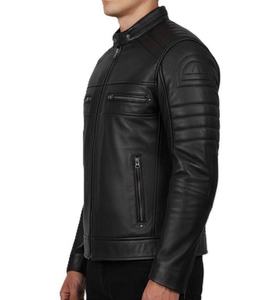 Chaqueta de Cuero para Hombre, Cuero Vacuno Genuino con Cuello Interior de Piel Sintética, Chaqueta 2025 - Product Image 4