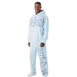 Personalizado de alta calidad Jogger chándal hombres peso pesado estilo callejero Hip Hop pantalones de chándal de gran tamaño y Sudadera con capucha conjunto sudaderas con capucha hombres - Product Image 1