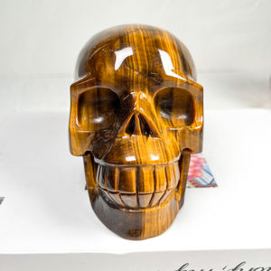 Hoge Kwaliteit Kristal Grote Schedel Ambacht Hand Gesneden Gele Tijgeroog Schedel Menselijk Hoofd Schedel Voor Genezing - Product Image 4