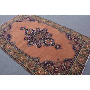 Alfombra turca clásica marrón verde Vintage 4,9X7,9 pies Patchwork tejido plano lana con respaldo de látex para decoraciones de sala de estar - Product Image 4