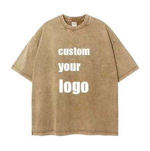 Camiseta Oversize Vintage de Algodón para Hombre, Estilo Streetwear con Lavado Ácido, Camiseta con Estampado Gráfico Personalizado, Camiseta Lisa de Algodón Pima para Hombre, Cuello Redondo Oversize - Product Image 1
