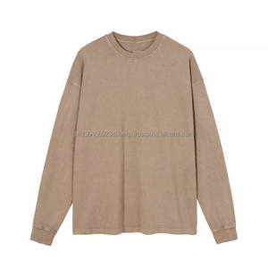 Personalizado de alta calidad 380 GSM 100% algodón lavado Unisex manga larga sudadera logotipo personalizado invierno sudaderas básicas - Product Image 3