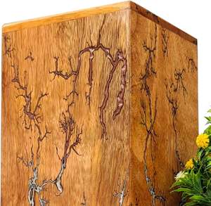 Urne en palissandre Boîte pour cendres humaines Lichtenberg Figure Urne pour cendres humaines Urne de crémation Boîte funéraire adulte grand enterrement (moyen) - Product Image 2