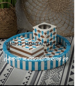 ชุดถาดกลมฝังก้างปลามุกพร้อมกล่องและตะเกียงธูปชุดกลิ่นมหาสมุทร - Product Image 5