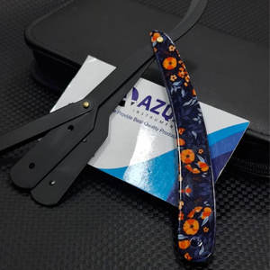 Navaja de Afeitar Profesional Plegable, Cuchillo de Afeitar para Barbería, Mango con Estampado Floral, Acero Inoxidable, Afeitado Manual en Húmedo - Product Image 5