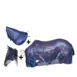 พรมตาข่ายสำหรับฤดูร้อนพร้อมที่คลุมคอและหน้ากากป้องกันแบบเบาระบายอากาศได้ป้องกันม้าน้ำหนักเบา - Product Image 1