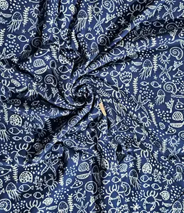 Indaco blu indiano blocco di stampa tessuto stampa di pesce dal cortile del vestito tessuto della tenda trapuntante tessuto vegetale tinto all'ingrosso