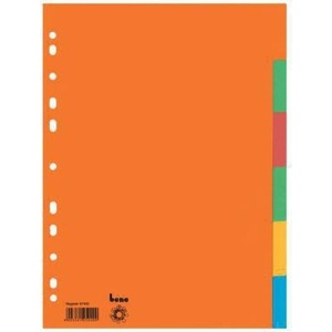Bene DIN <b>A4</b> Multicolored 100% Recycled Cardboard Blank File <b>Folder</b> with 6 Index Tabs - Product Image 1