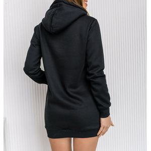 Pull à col rond noir 500gsm 100% coton surdimensionné sweats à capuche ras du cou broderie Y2k poids lourd Hip Hop sweats à capuche pour femmes - Product Image 4