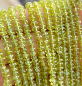Péridot naturel Rondelle Cut Gemstone pierre précieuse en vrac Péridot vert pierre précieuse non coupée fabrication de bijoux perles brin - Product Image 1