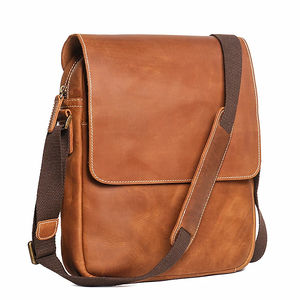 Sac à bandoulière vintage en cuir véritable mat pour hommes Sac multifonctionnel pour téléphone - Product Image 2