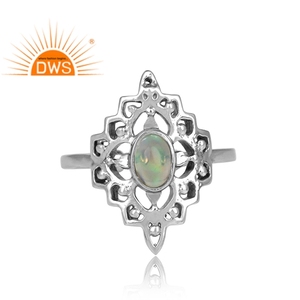 แหวนโอปอลปรับได้อัญมณีโอปอลจากเอธิโอเปียธรรมชาติเงินสเตอร์ลิงออกซิไดซ์แบบปรับได้ - Product Image 4